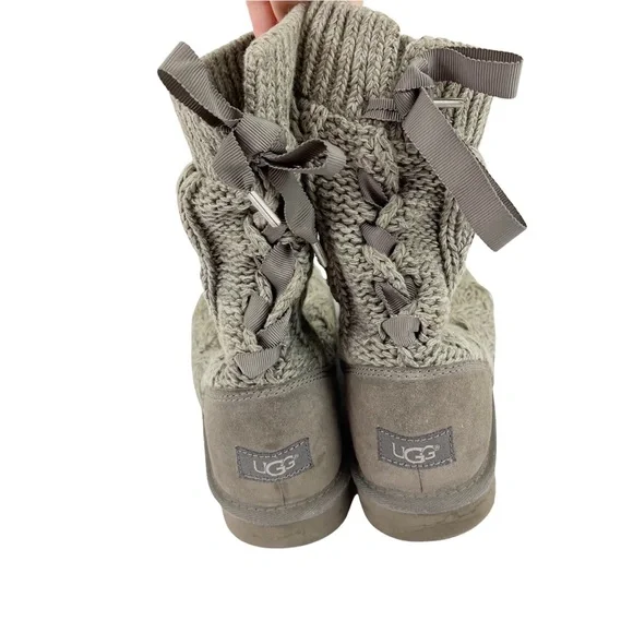 UGG Isla Sweater Cable Knit Boots in Gray Size 7 - Picture 14 of 16